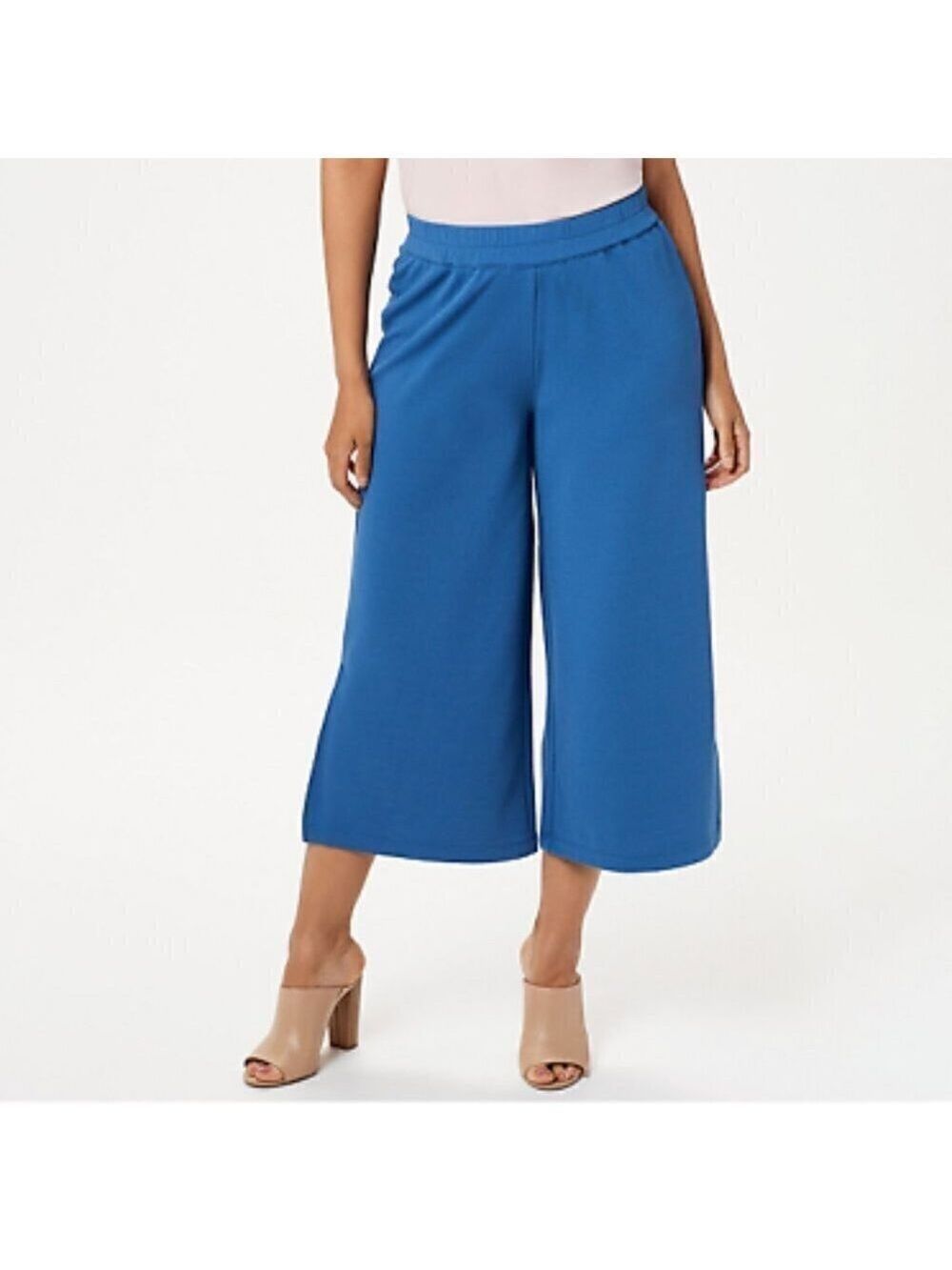 JOAN Rivers BNWOT Women Blue Knit Culottes Sz 2XSmall New Stretch Wide Leg Pants